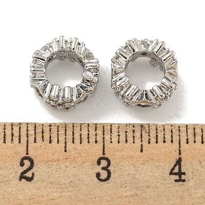 Rack Plating Brass Micro Pave Clear Cubic Zirconia European Beads KK-L215-012P-1
