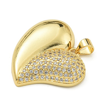 Rack Plating Brass Micro Pave Clear Cubic Zirconia Pendants KK-Z067-07G-02-1