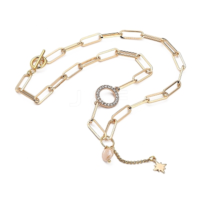 Star & Moon & Cross Brass Lariat Necklaces Sets NJEW-JN03041-1