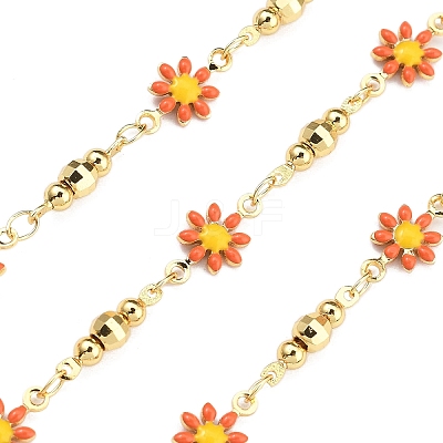 Brass Flower Link Chains KK-D368-04G-B-1