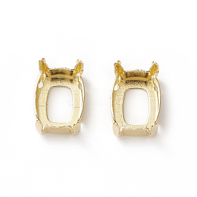 Rectangle Brass Sew on Prong Settings KK-N0084-A05-8x10G-1