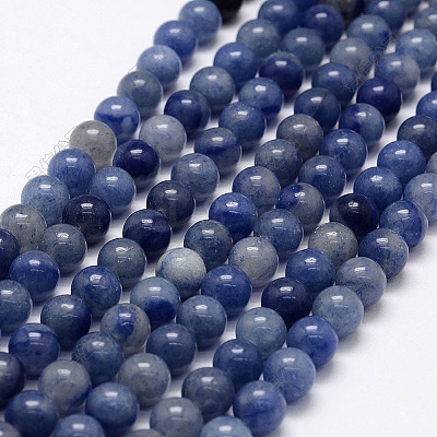 Dyed & Heated Natural Blue Aventurine Beads Strands G-I199-24-6mm-1