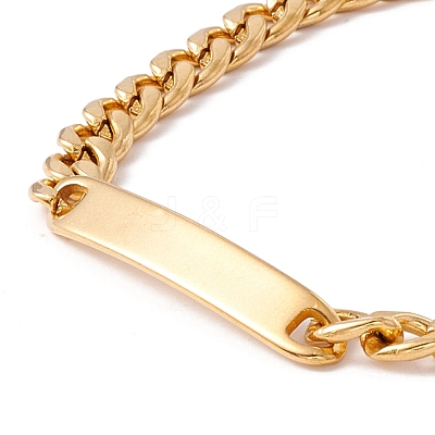 Ion Plating(IP) 304 Stainless Steel Curb Chain with Bar Link Bracelet for Men Women BJEW-F428-01B-G-1
