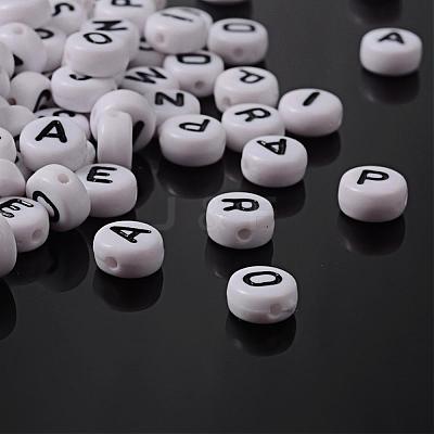 Mixed Letters White Acrylic Horizontal Hole Letter Beads X-PL37C9070-1