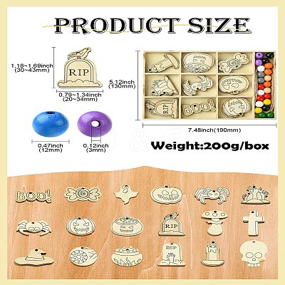 2 Sets 2 Styles DIY Wood Pendants WOOD-CJ0002-28-1