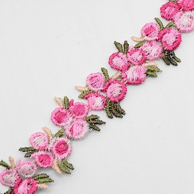 Flower Polyester Trim Ribbon X-OCOR-WH0057-18D-1