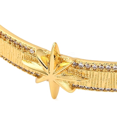 Star Rack Plating Brass Micro Pave Cubic Zirconia Cuff Bracelets for Women BJEW-M040-11G-1