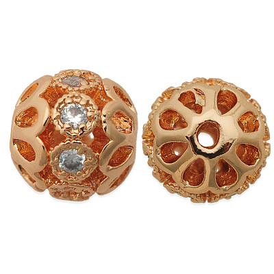 Brass Micro Pave Clear Cubic Zirconia Spacer Beads KK-N241-LA826-3-NR-1