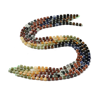 Synthetic Goldstone & Natural Tiger Eye & Golden Sheen Obsidian & Sodalite & Chinese Southern Jade & Yellow Aventurine & Sesame Jasper & African Bloodstone Beads Strands G-H333-03F-1