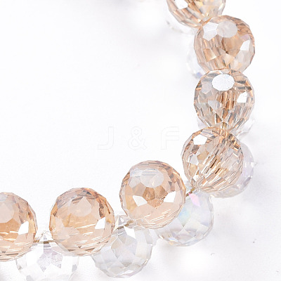 Sparkling Faceted Teardrop Glass Beads Slider Bracelets for Teen Girl Women BJEW-T016-07-1