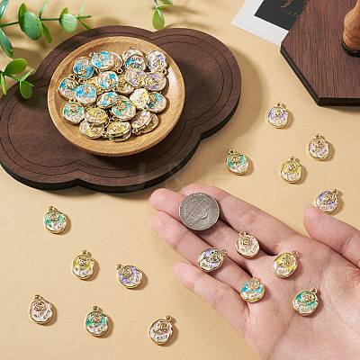 50Pcs 5 Colors Alloy Pendants ENAM-TA0003-93G-1