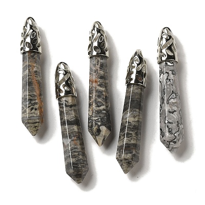 Natural Map Stone Pointed Big Pendants G-Z055-01P-22-1
