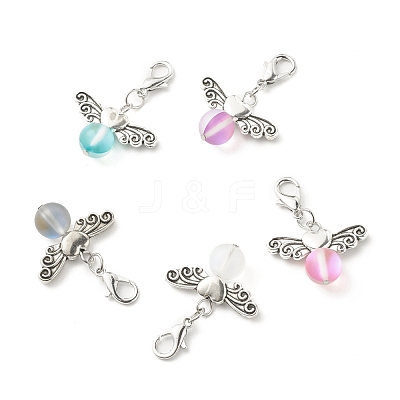 Frosted Synthetic Moonstone Pendants Decorations HJEW-JM00617-1