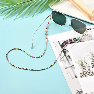 Glass Seed Beads Eyeglasses Chains AJEW-EH00383-03-1