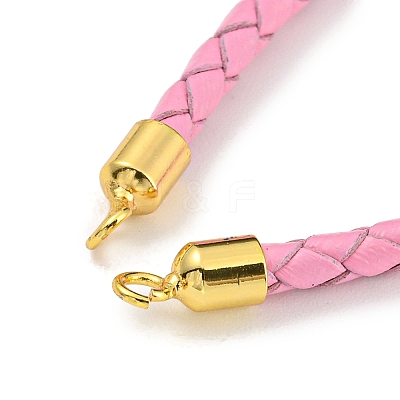Leather Braided Cord Link Bracelets MAK-K022-01G-13-1
