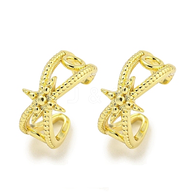 Brass Micro Pave Cubic Zirconia Cuff Earrings EJEW-C104-023G-1