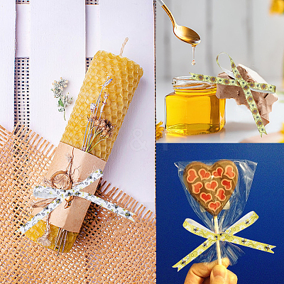 7 Rolls 7 Styles Polyester Bees Printed Grosgrain Ribbons Set SRIB-CY0001-02A-1