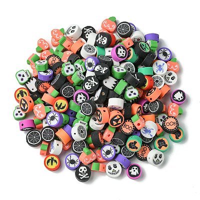 200Pcs 2 Styles Halloween Handmade Polymer Clay Beads CLAY-CJ0001-86-1
