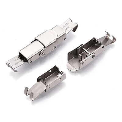 Tarnish Resistant Smooth Surface 201 Stainless Steel Watch Band Clasps STAS-R063-64-1