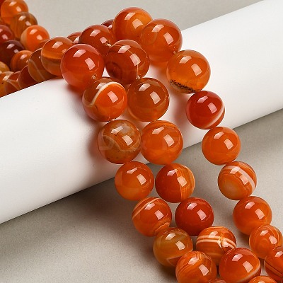 Natural Banded Agate Graduated Beads Strands G-P589-A01-01C-1