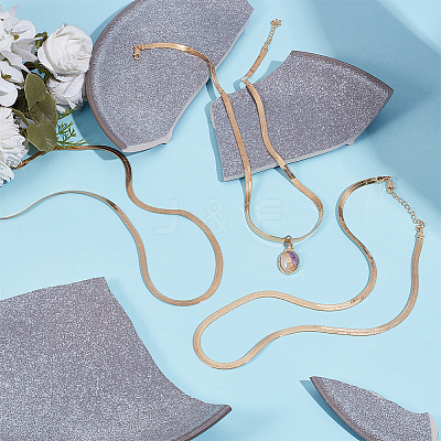 4Pcs Brass Flat Snake Chain Necklaces for Women NJEW-BBC0001-37-1