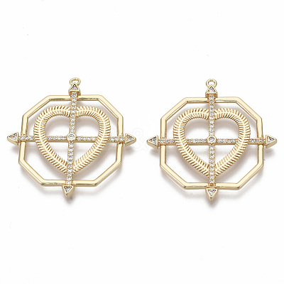 Brass Micro Pave Cubic Zirconia Pendants KK-R130-028G-NF-1
