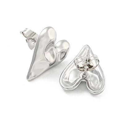 Non-Tarnish Heart 304 Stainless Steel Ear Studs EJEW-L290-025P-1
