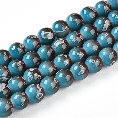 Baking Paint Glass Beads Strands DGLA-N008-8mm-07-1