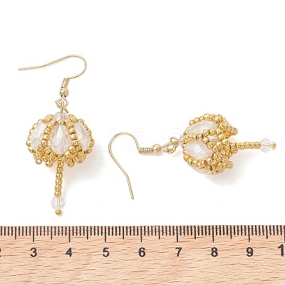 Transparent Electroplate Glass & Seed Glass Beads Dangle Earrings EJEW-MZ00714-01-1