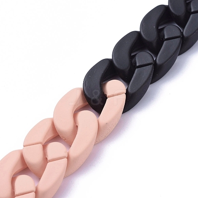 Handmade Opaque Spray Painted Acrylic Curb Chains AJEW-JB00620-01-1