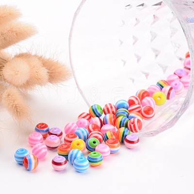 Round Resin Stripe Beads X-RB062-1