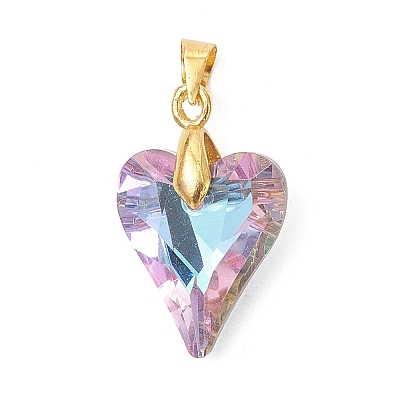 Electroplated Transparent Glass Pendants X-PALLOY-JF05156-01-1