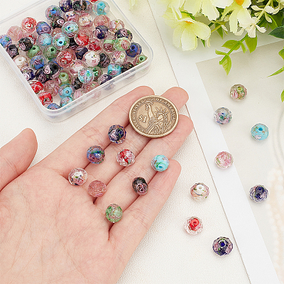 80Pcs 8 Colors Handmade Gold Sand Lampwork Beads LAMP-PH0001-24-1