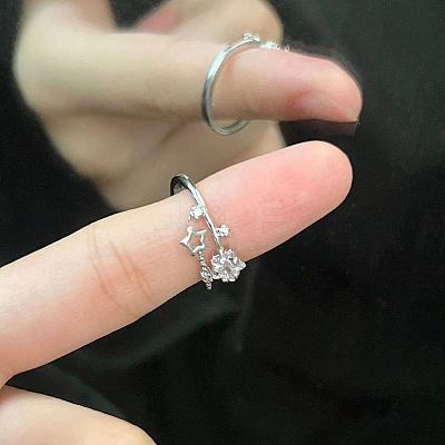 Alloy with Crystal Rhinestone Cuff Open Rings for Women FS-WG2A069-01-1