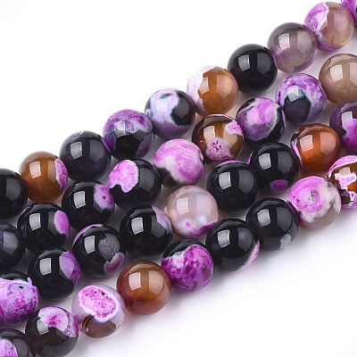 Natural Fire Crackle Agate Beads Strands G-S346-8mm-01-1
