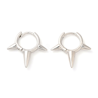 Rack Plating Brass Spike Hoop Earrings for Women EJEW-D059-19P-1