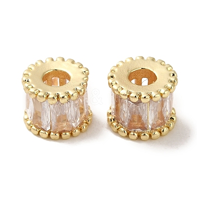Rack Plating Brass Pave Clear Cubic Zirconia Beads KK-M285-29G-1