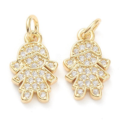 Brass Micro Pave Clear Cubic Zirconia Pendants X-ZIRC-J041-10-1
