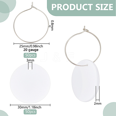 50Pcs Acrylic Round Sheet Pendants DIY-BC0014-03A-1