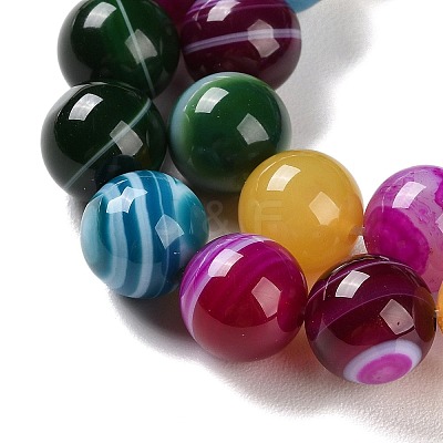 Natural Striped Agate/Banded Agate Beads Strands G-Z060-A01-C07-1