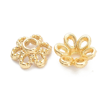 Rack Plating Alloy Flower Bead Caps X-KK-J277-13G-1