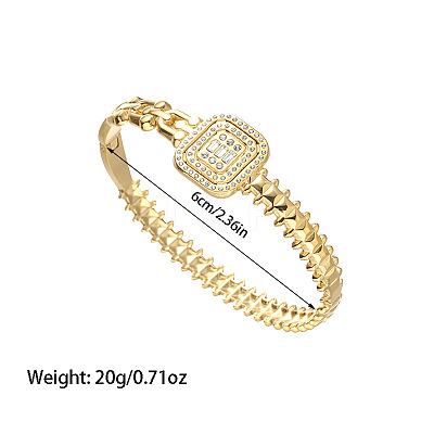Square 304 Stainless Steel Micro Pave Clear Cubic Zirconia Bangles FS-WG8C862-01-1
