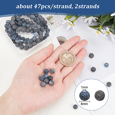 2 Strands Natural & Dyed Crackle Agate Bead Strands G-OC0002-59-1