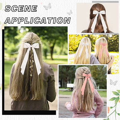 Big Bowknot Polyester Alligator Hair Clips AJEW-CP0008-42B-01-1