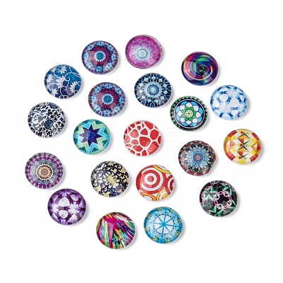Mosaic Printed Glass Half Round/Dome Cabochons X-GGLA-N004-12mm-G-1