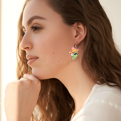 8 Pairs 8 Styles Cactus & Avocado & Horse Acrylic Dangle Earrings EJEW-AN0001-38-1