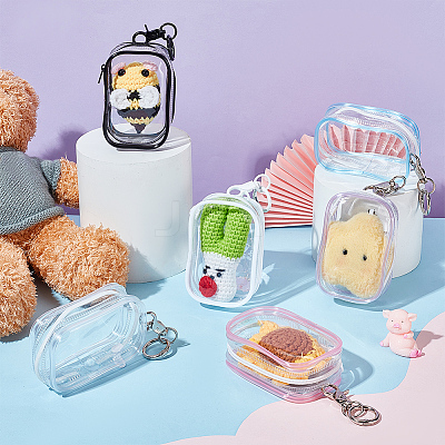 6Pcs 6 Colors Portable Travel Transparent Plastic Zipper Bags with Alloy Clasps ABAG-GA0001-29A-1