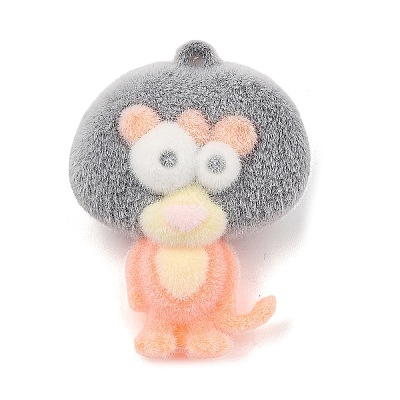 Animal Theme Flocking Silicone Pendants SIL-C012-03C-1