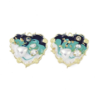 Rack Plating Alloy Enamel Pendants FIND-I038-16C-1