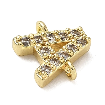 Brass Micro Pave Clear Cubic Zirconia Letter Links Connector Charmss KK-I382-07G-1